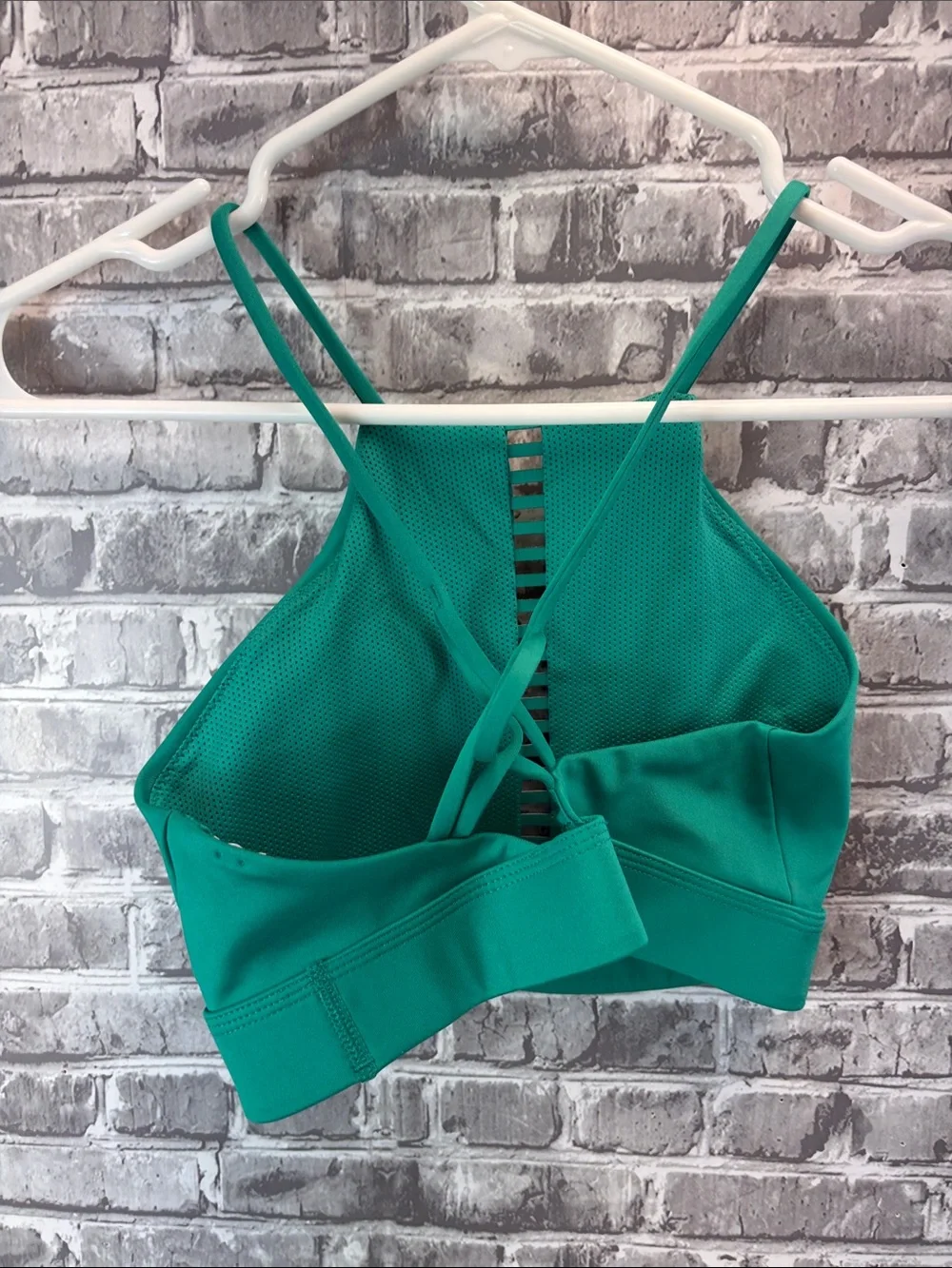 Nike Teal Green Racerback Crop Tank with Rainbow Stripe